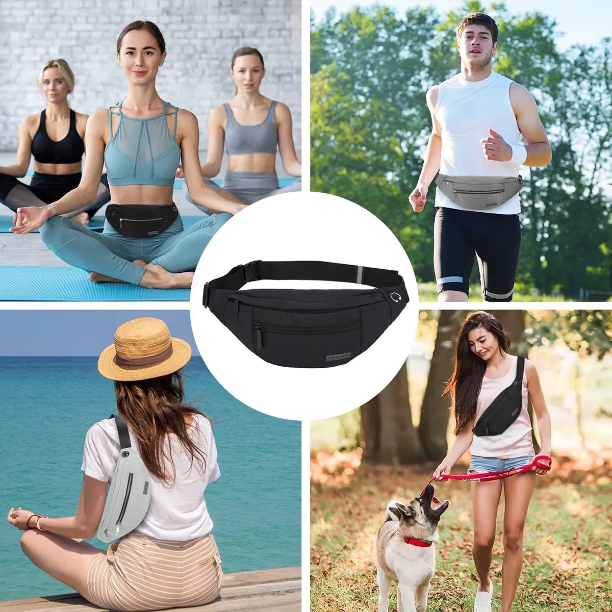 Adjustable Belt Crossbody Fanny Pack with 4-Zipper Pockets 5