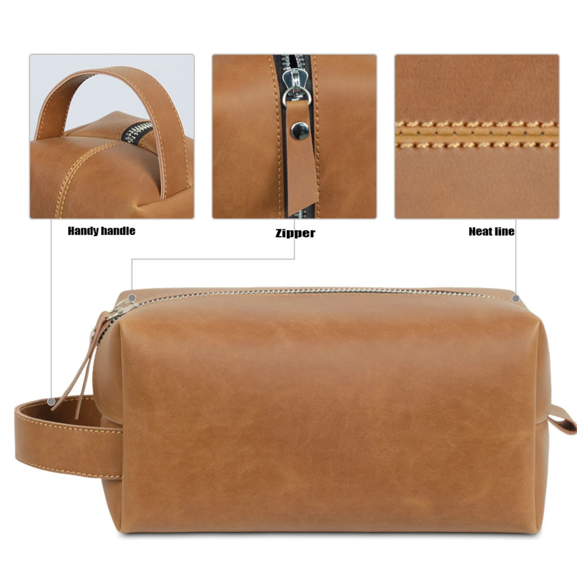 PU Leather Hanging Toiletry Bag Travel Cosmetic Organizer 4