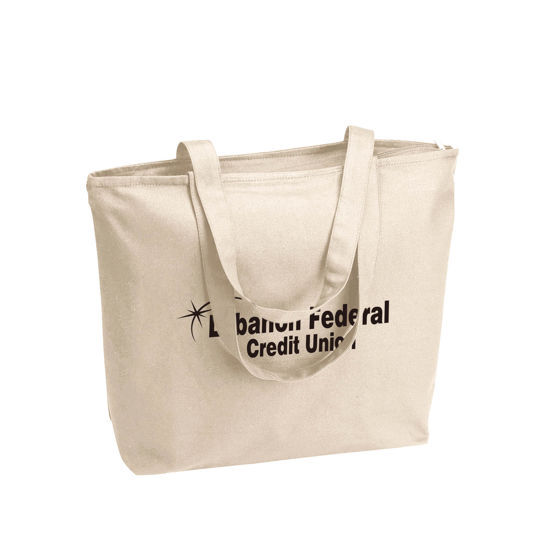 12 oz. Natural Heavy Cotton Canvas 25L Zippered Tote Bag_R109NBT 2