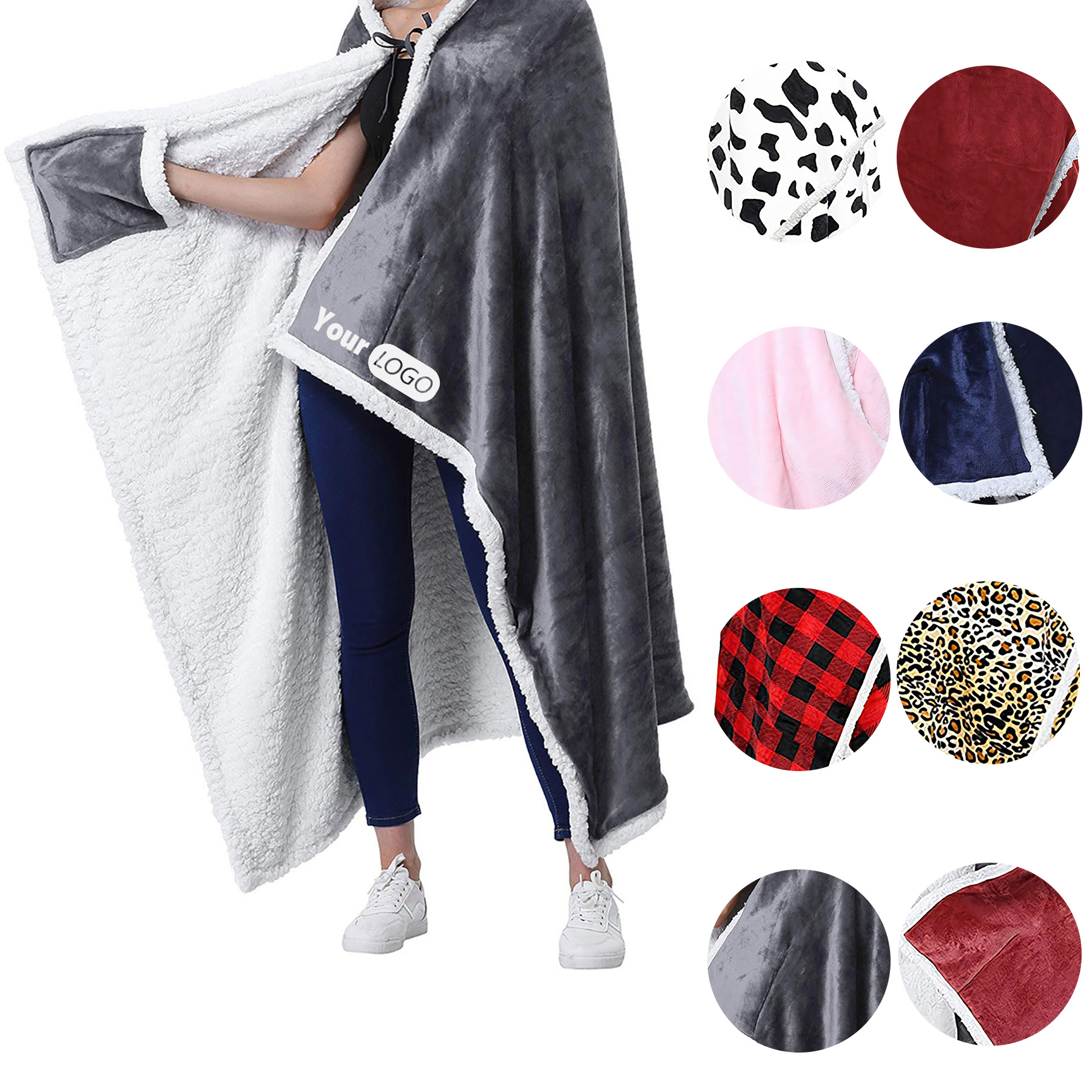 Polyester Sherpa Hooded Blanket 3