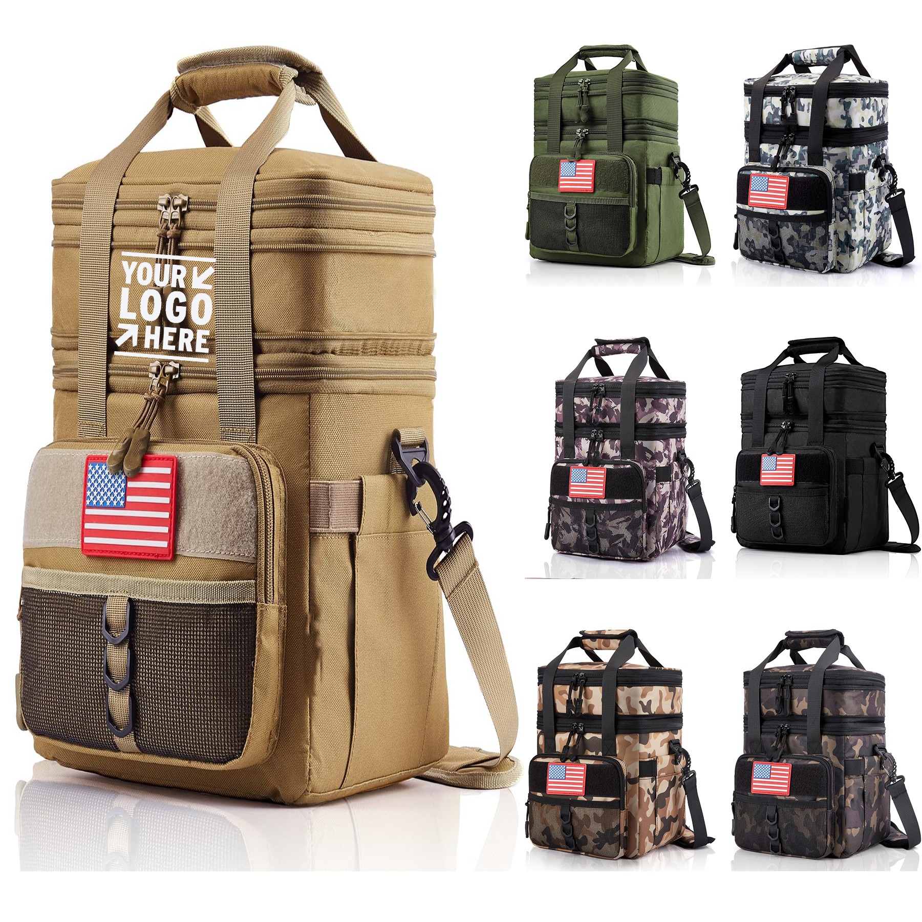 Men Tactical Double Deck Expandable Insulated Large Durable Leakproof Thermal Cooler Lunch Bag 3