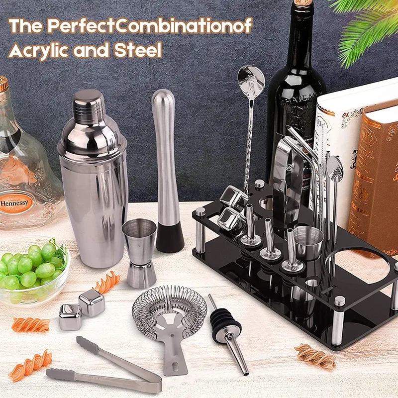 23-Piece Stainless Steel Bartender Kit-Cocktail Shaker Set 3