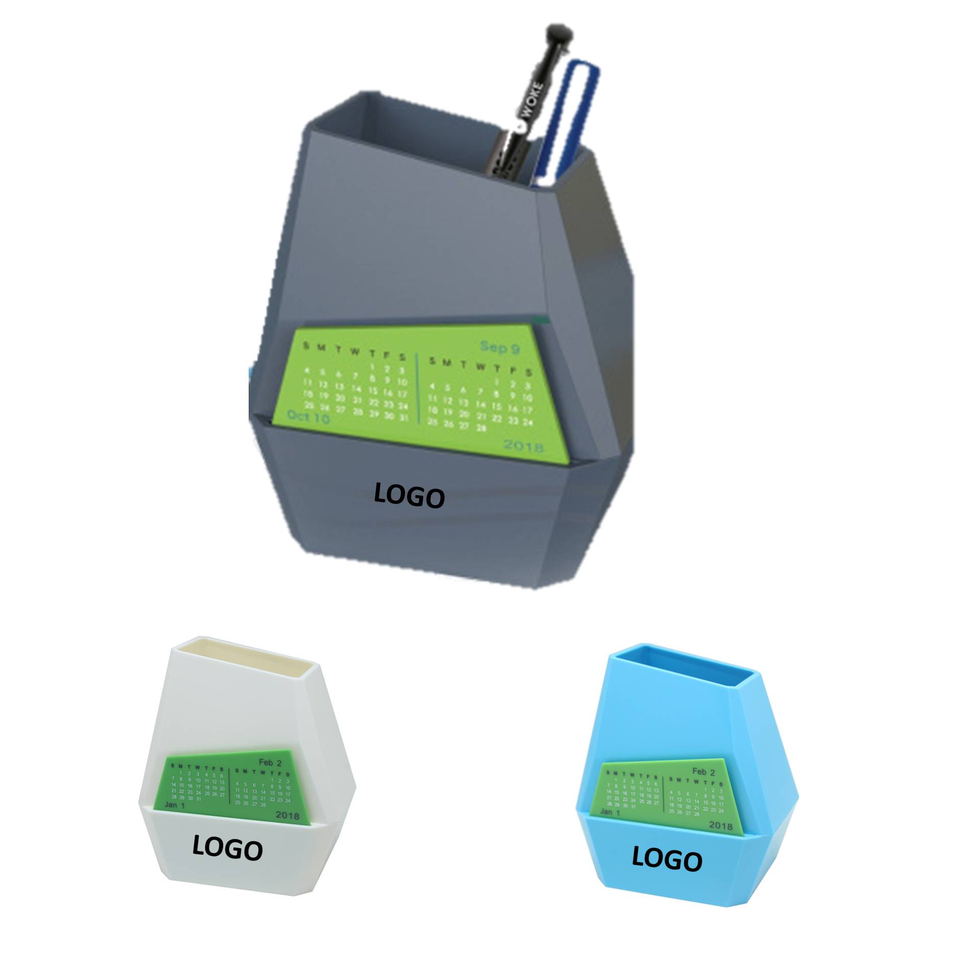 Office Use Irregular Shape Desk Calendar With Pen Holder 2