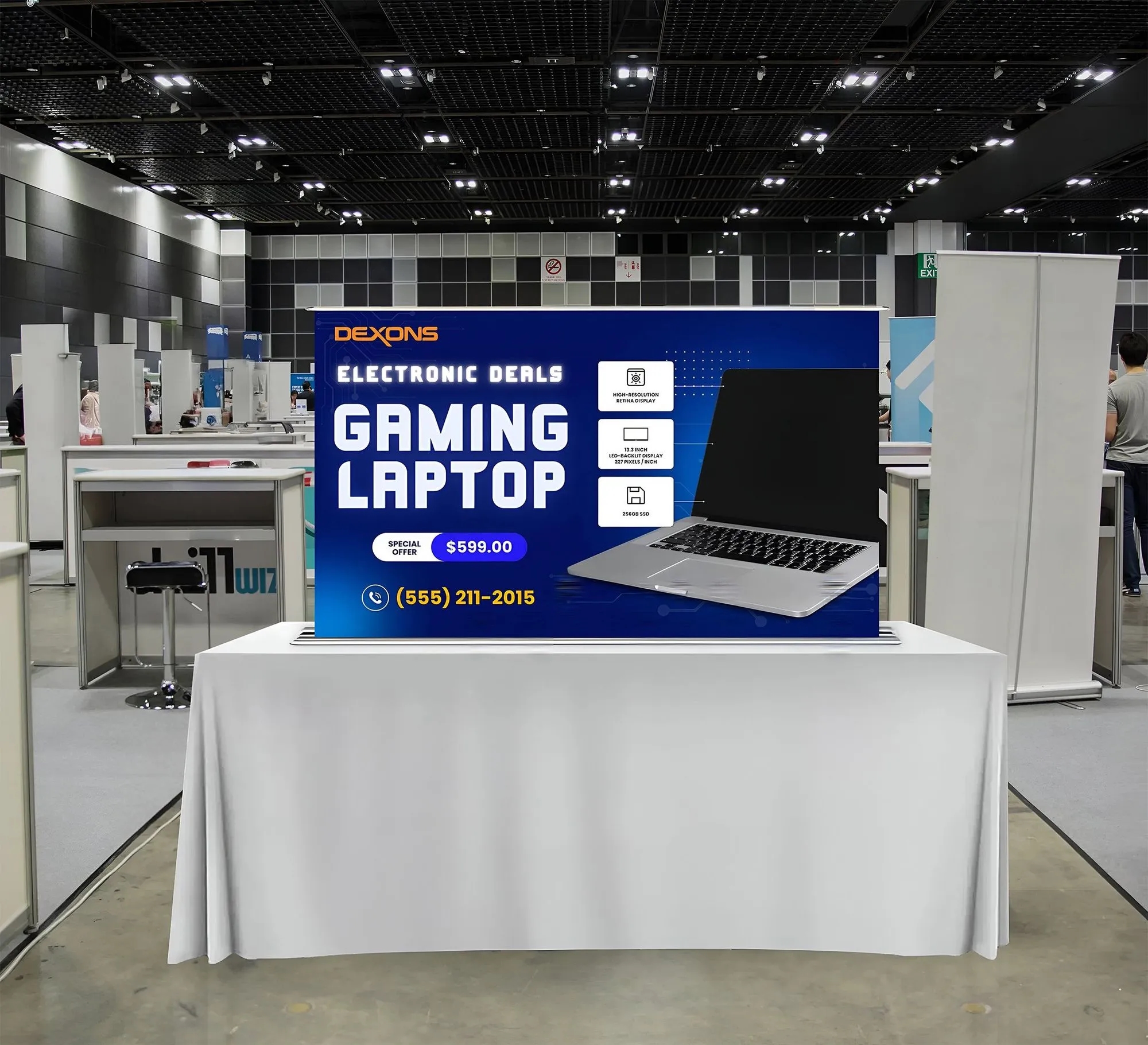 Silverstep Tabletop 60'' Retractable Banner Stand with Light 7