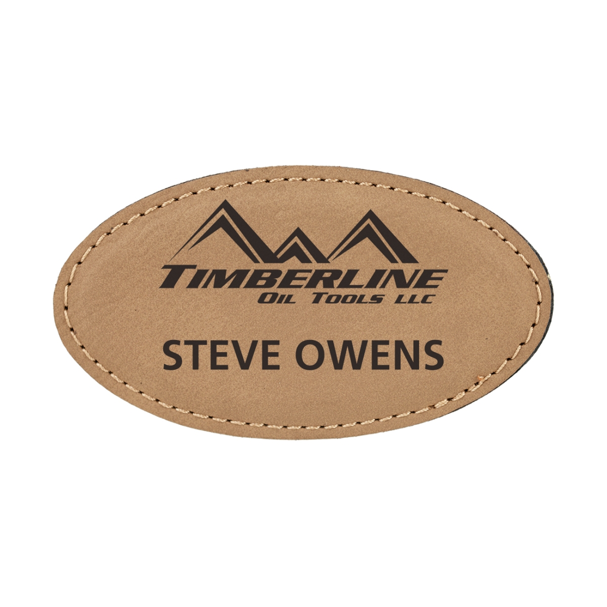 Laser Engraved Stitched Leatherette Badge w/ Magnetic Back (1.75"X3.25") Oval 6