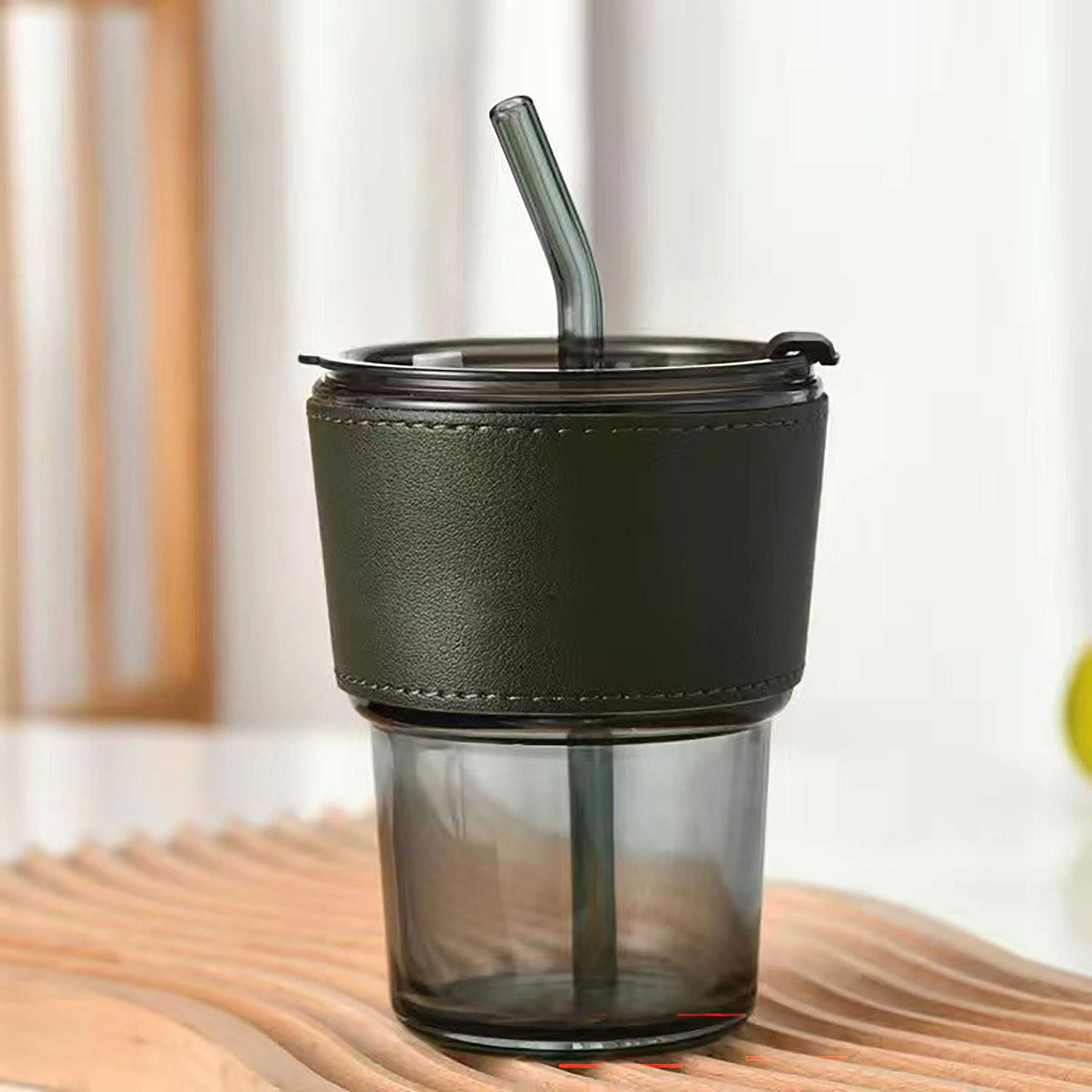 13 oz. Glass Cup With Lid And Straw 6