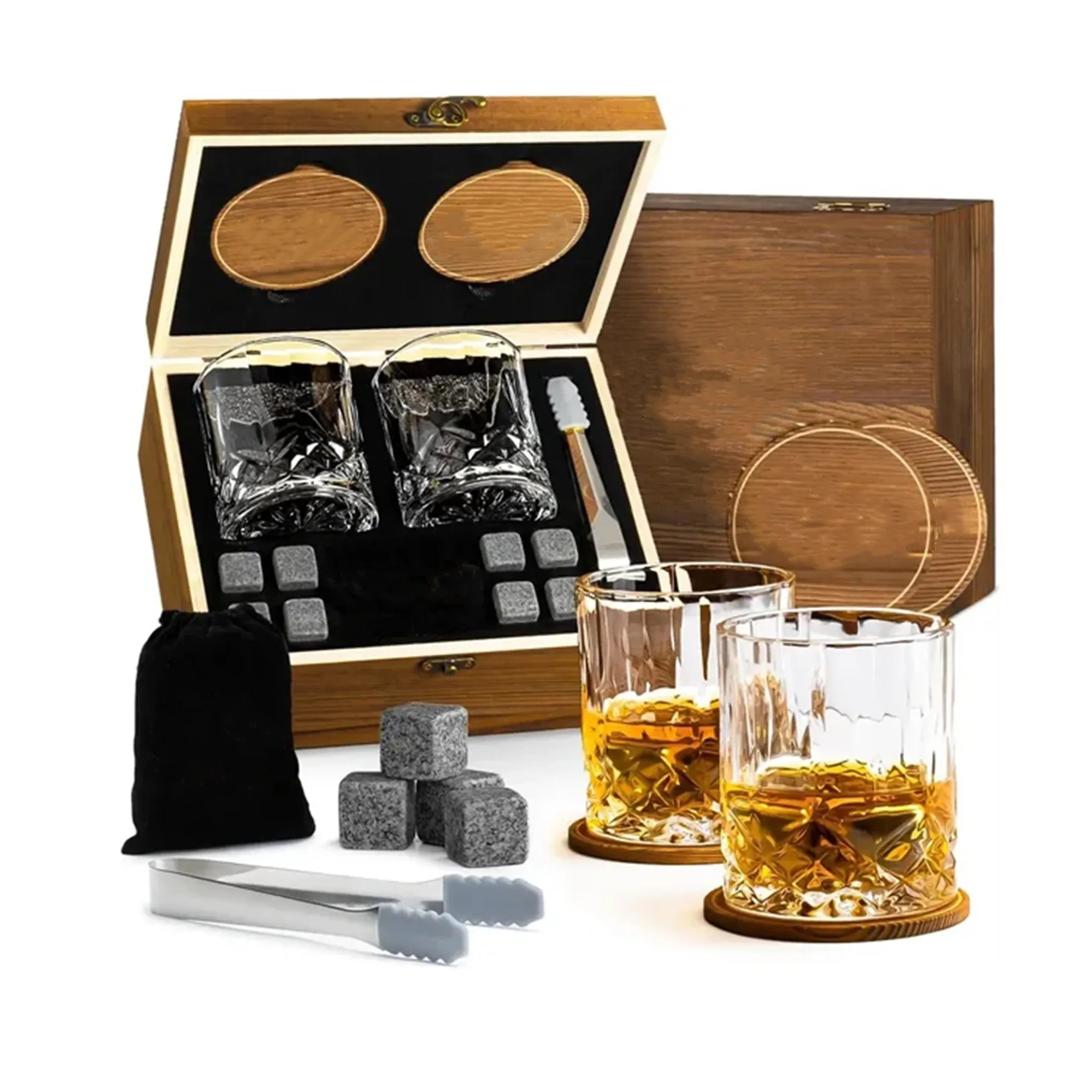 Whiskey 2 Glasses with Wooden Box 6