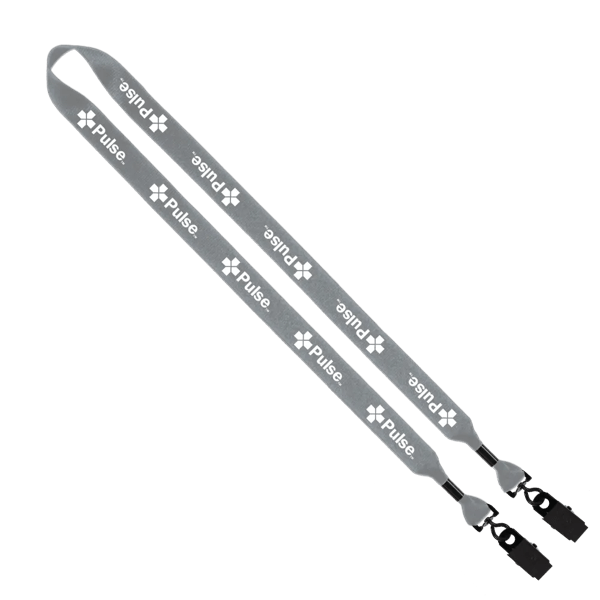 3/4" 2-Ended Polyester Lanyard with Metal Crimp & Metal Bulldog Clip 44
