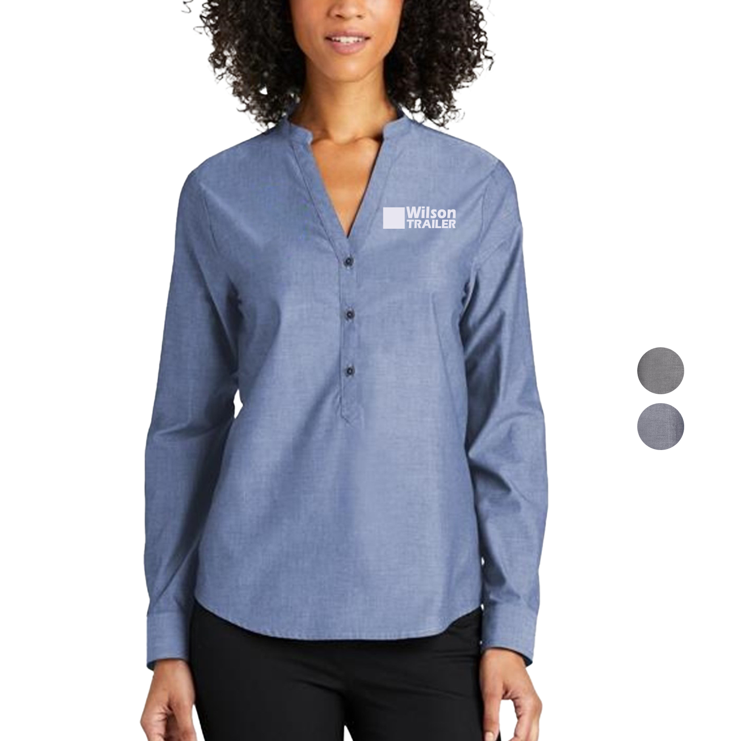 Port Authority Ladies Long Sleeve Chambray Easy Care Shirts 3