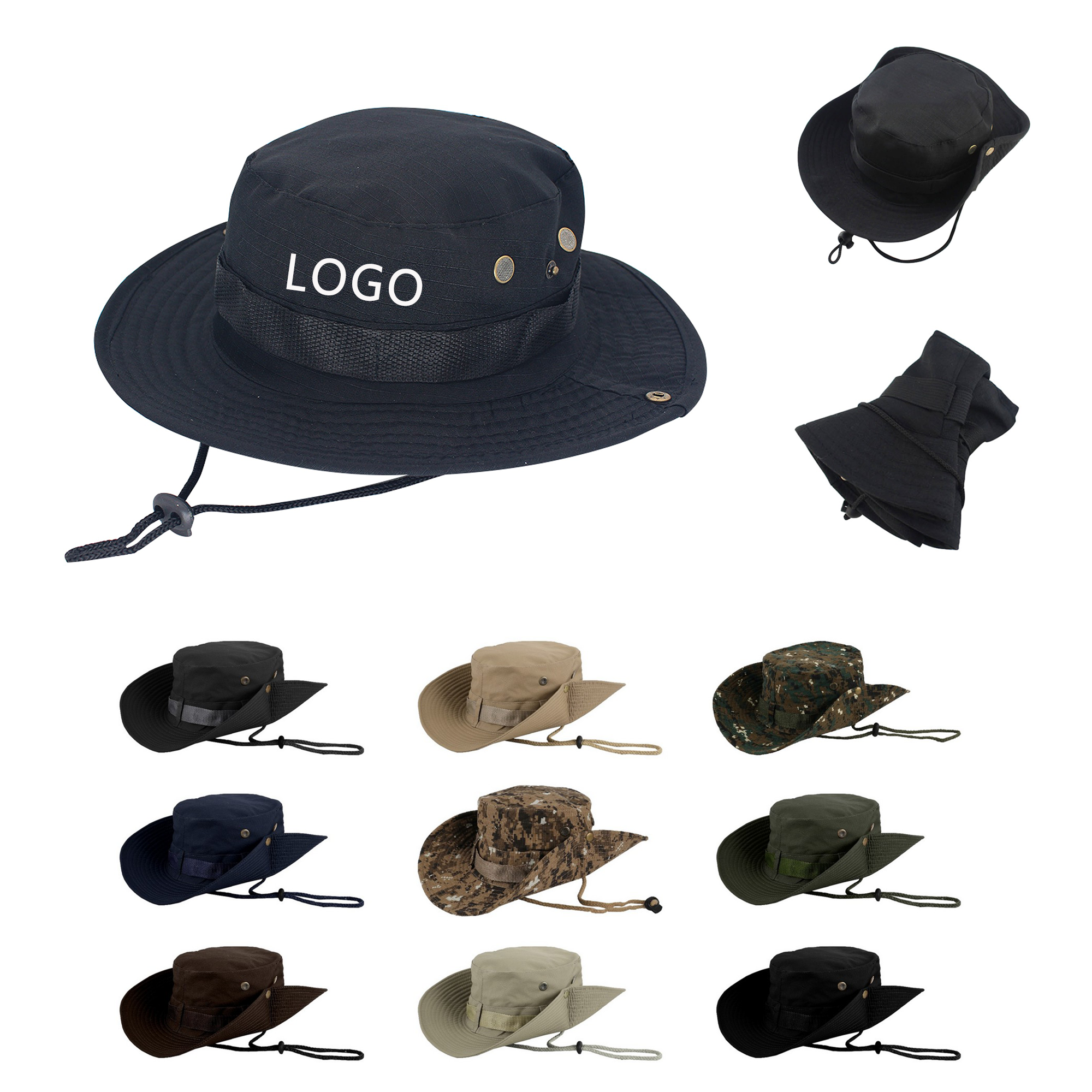 Hat Hiking Outdoor Webbing Fisherman Dual Sided Cowboy 3