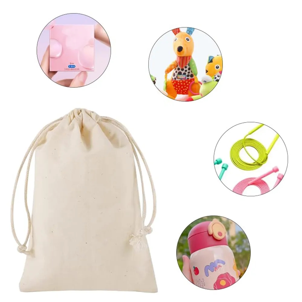 Organic Muslin Cotton Drawstring Bag 5