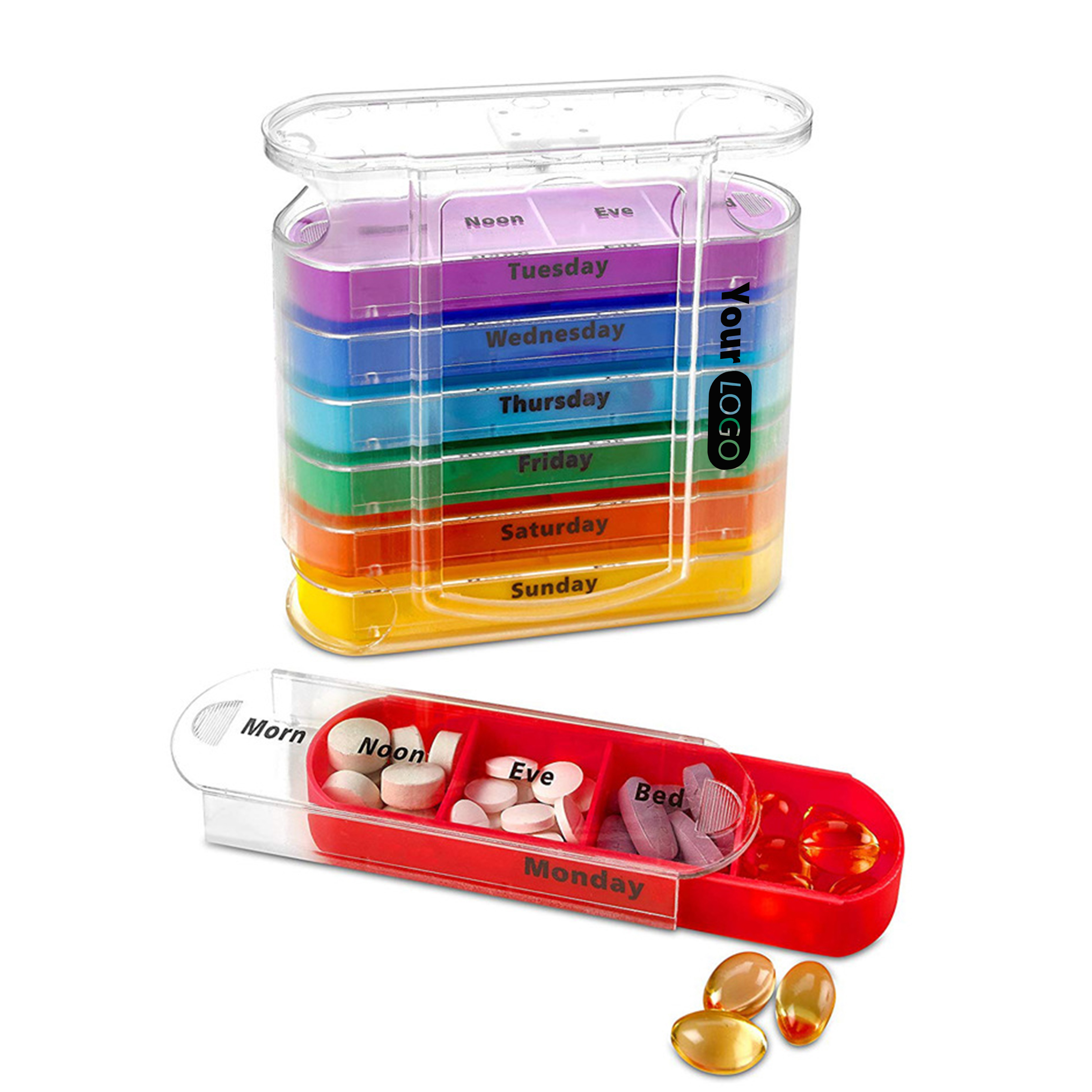 Pp Weekly Pill Box Dispenser With Removable Daily Compartments 2