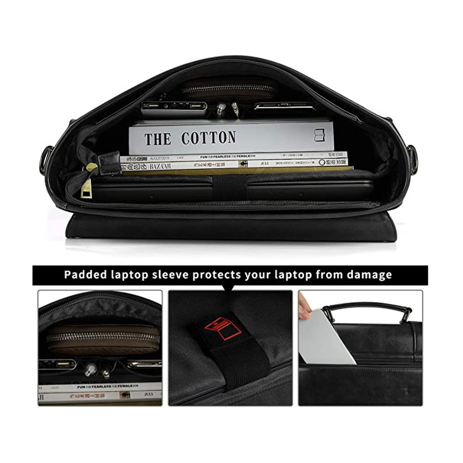 Vintage 15.6 Inch Waterproof PU Leather Laptop Briefcase 5