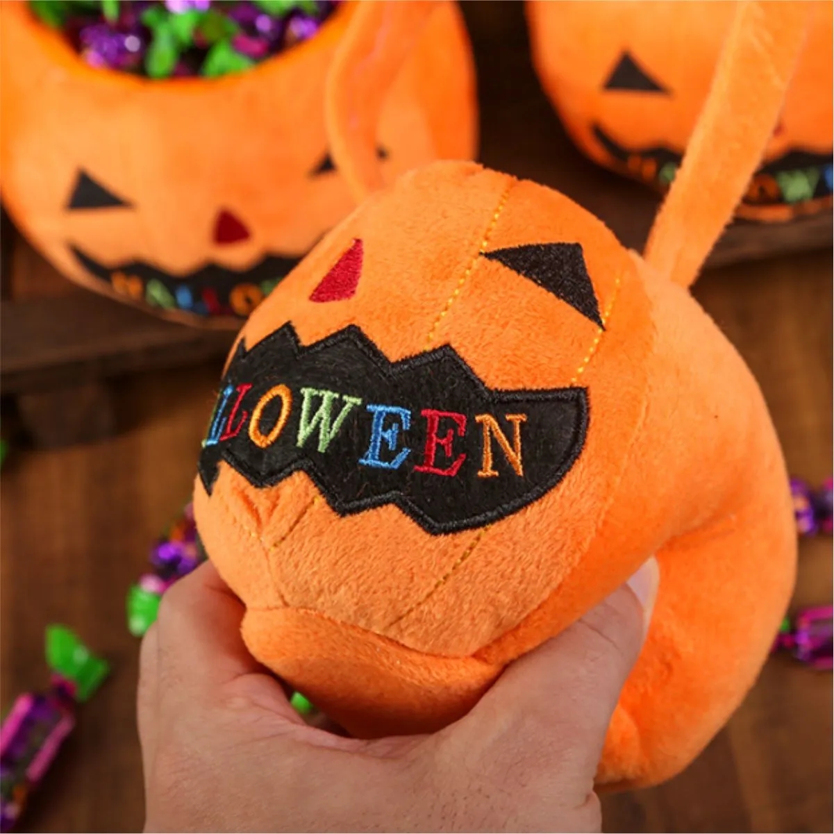Felt Pumpkin Trick-Or-Treat Bag With Handle 3