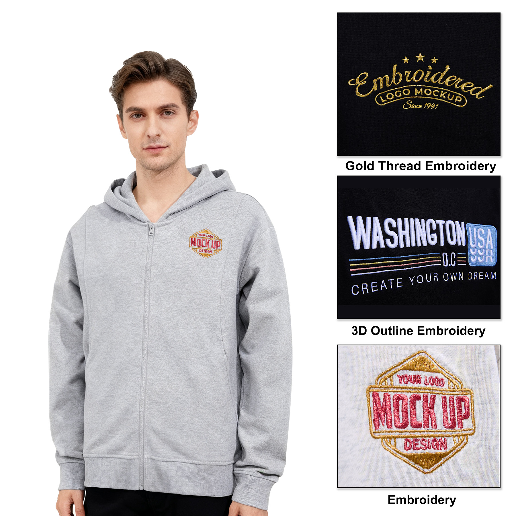 100% Cotton Unisex Fleece Full-Zip Hooded Sweatshirt 14