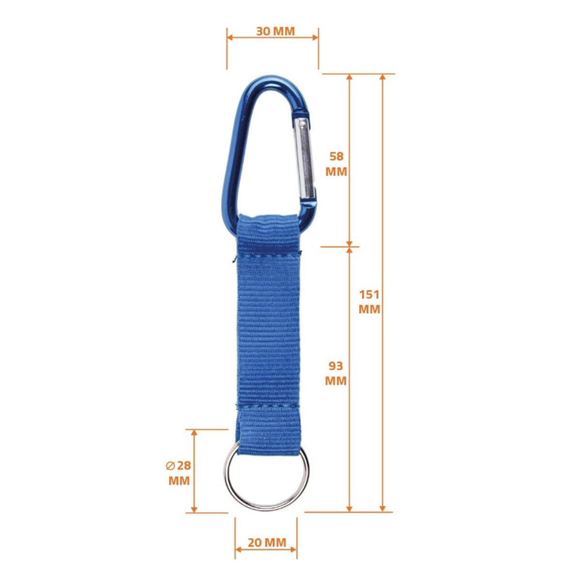 Custom Carabiner Keychain with Nylon Strap and Split Ring 2