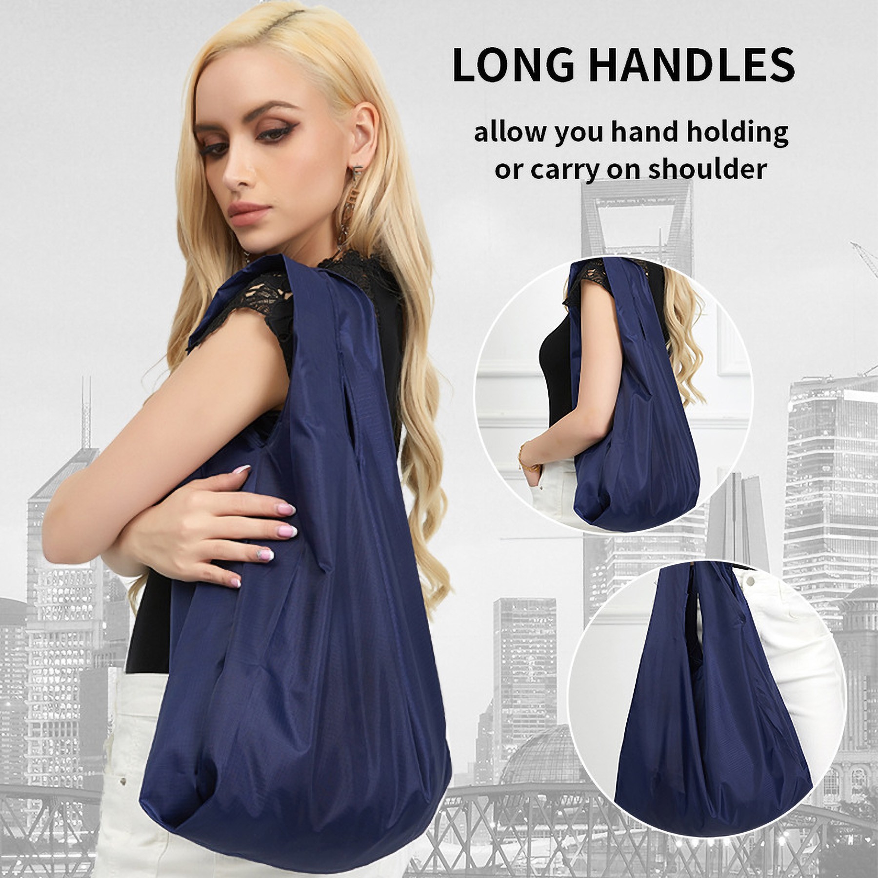 Reusable Shopping Bags Foldable Nylon Tote Bags 1