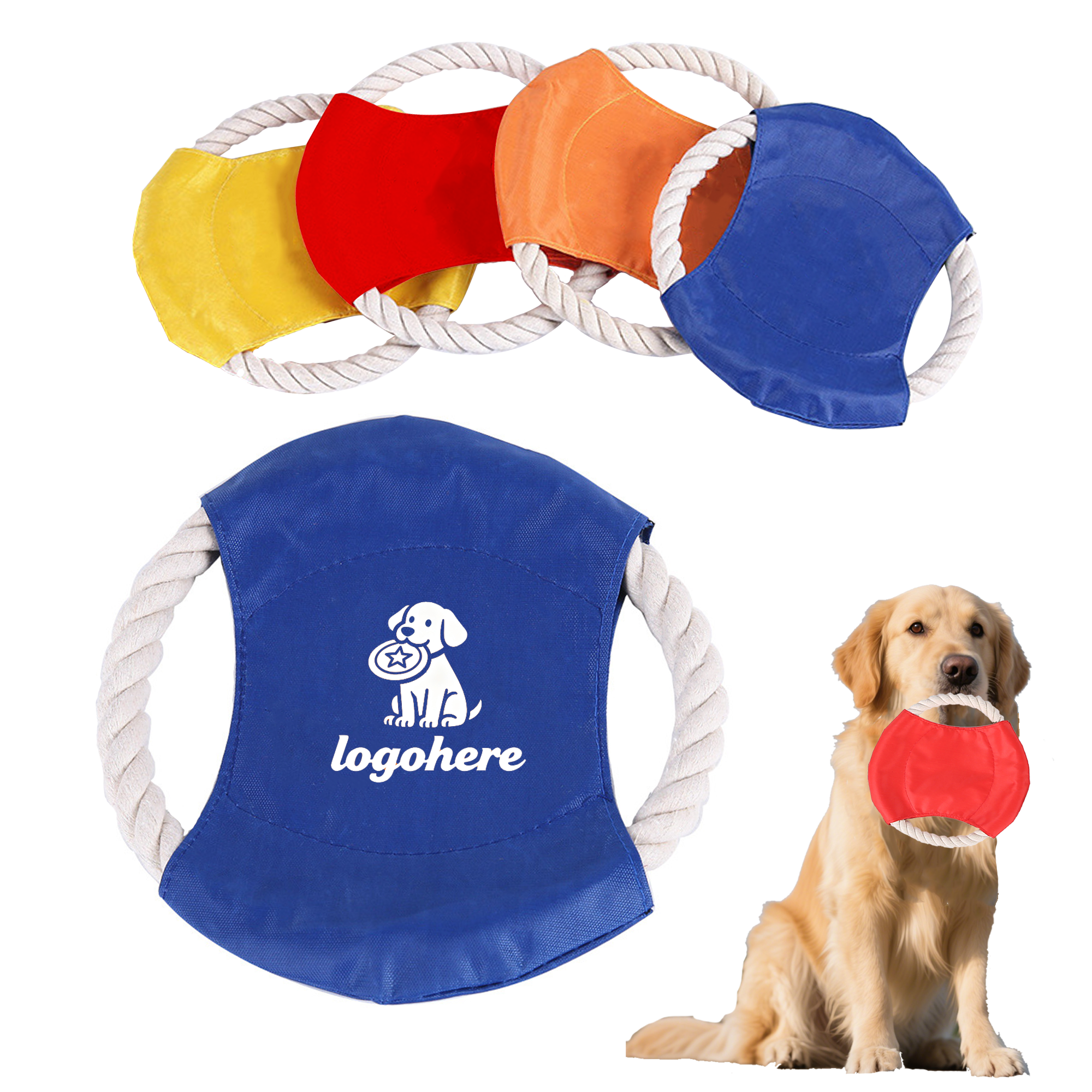 Customizable Durable Dog Disc with Rope Tug 3