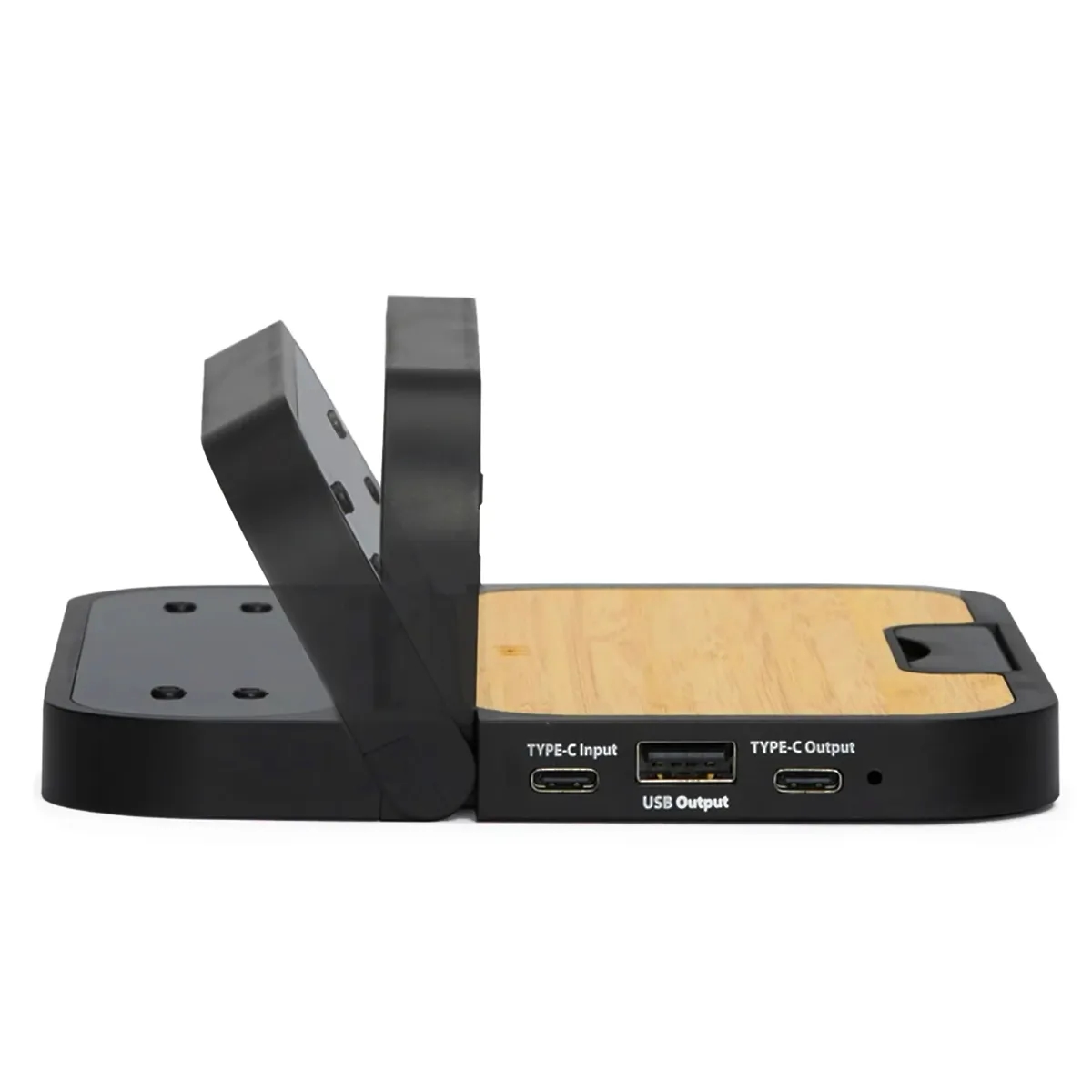 Bamboo 2-in-1 Wireless Charging Pad with Digital Clock 1