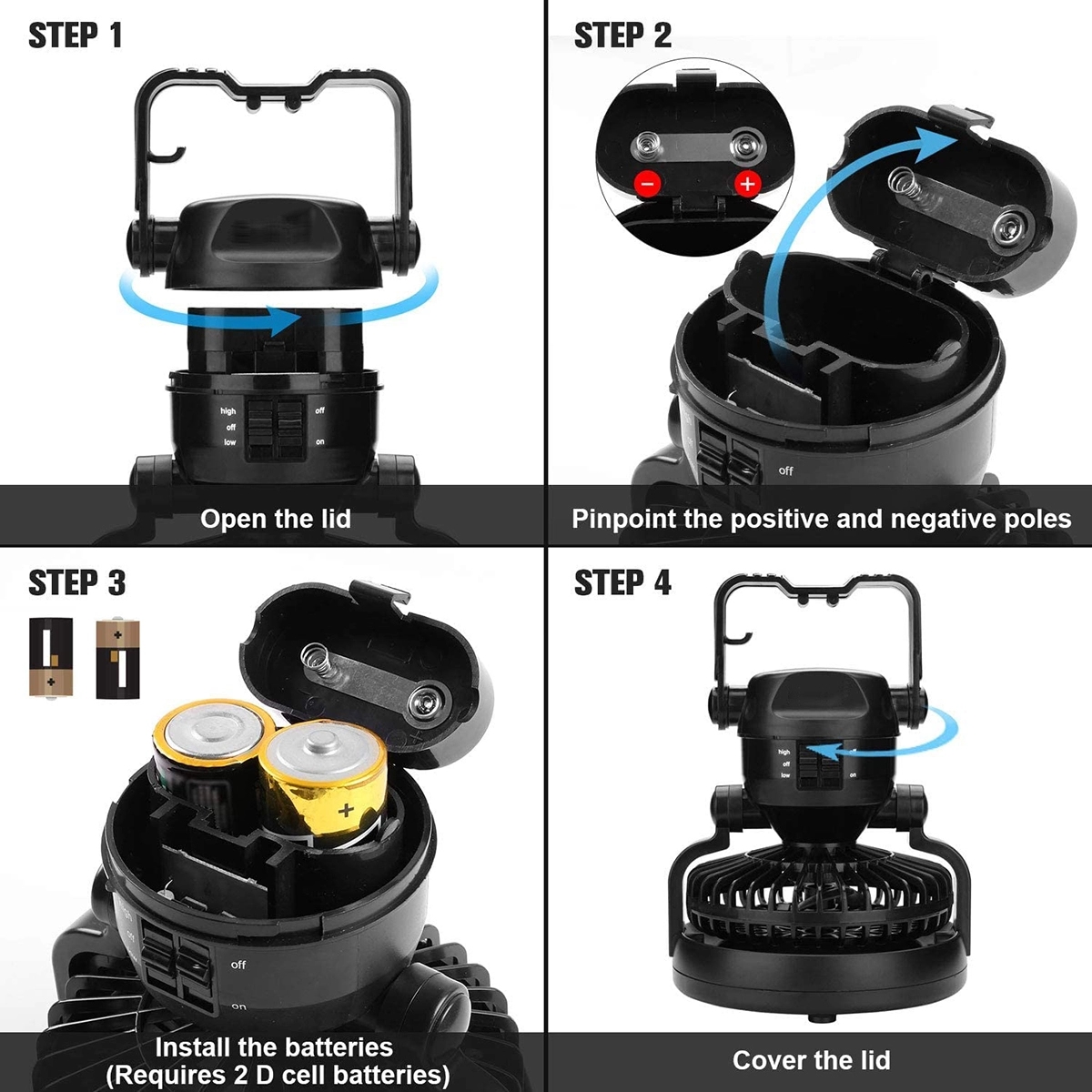 Portable Led Camping Lantern With Ceiling Fan 4