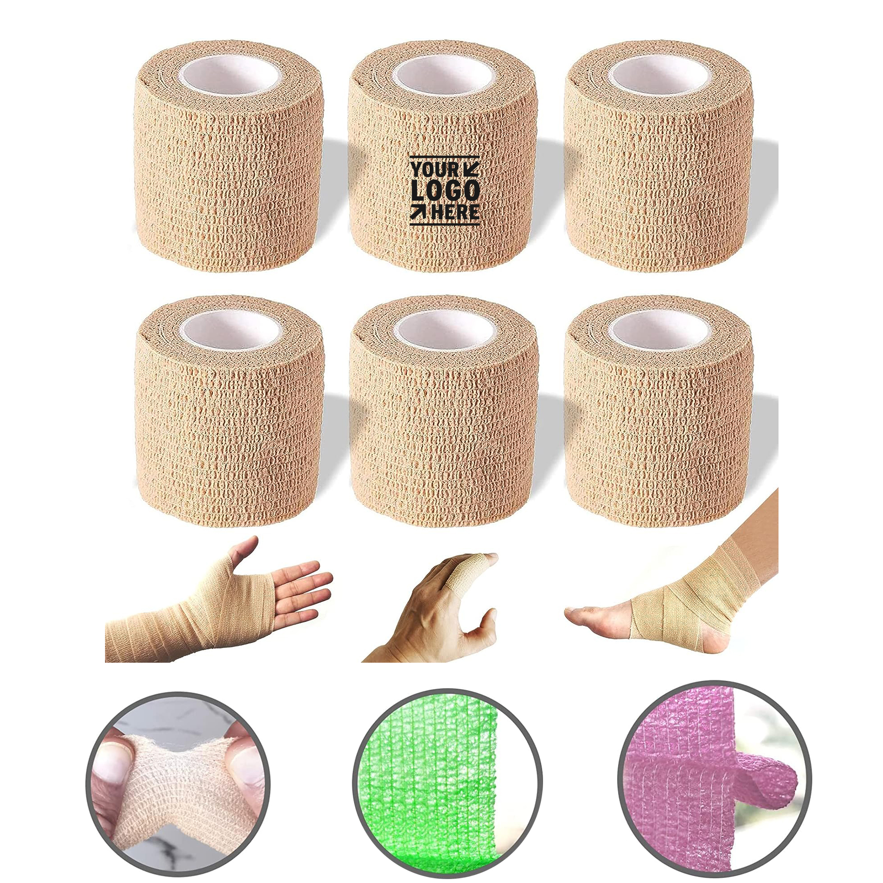 2 inches x 5 Yards Self Adhesive Bandage Wrap First Aid Tape for Sports 2