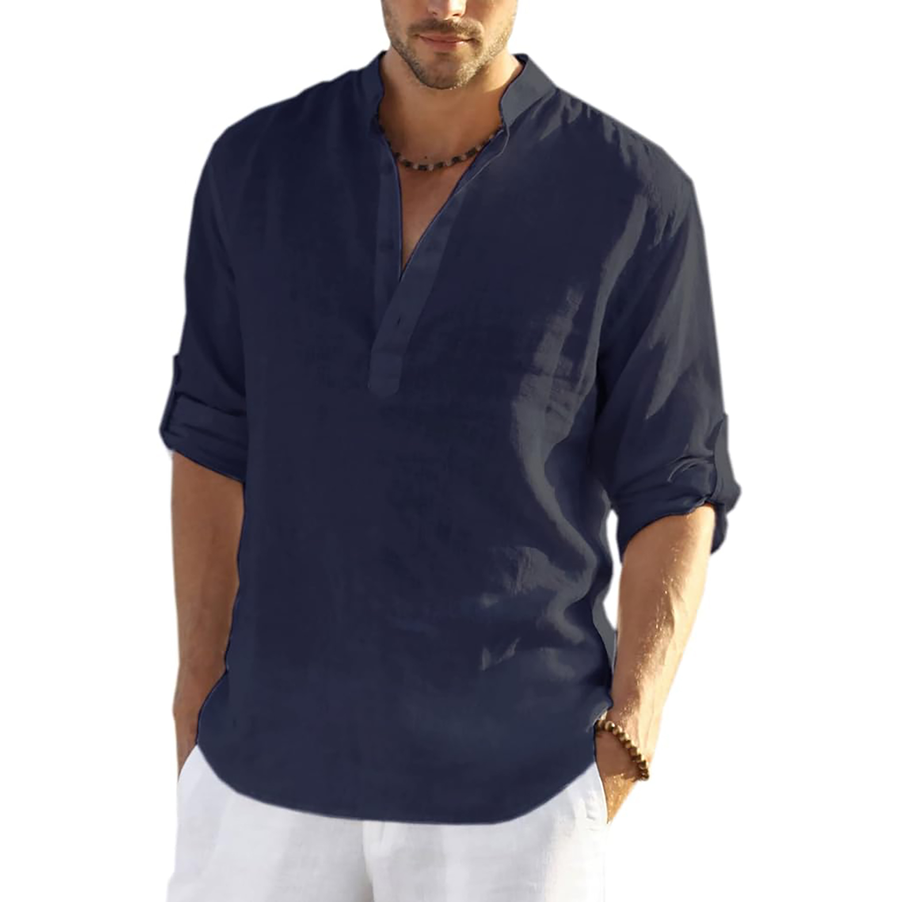 Casual Henley Collar Shirt 14