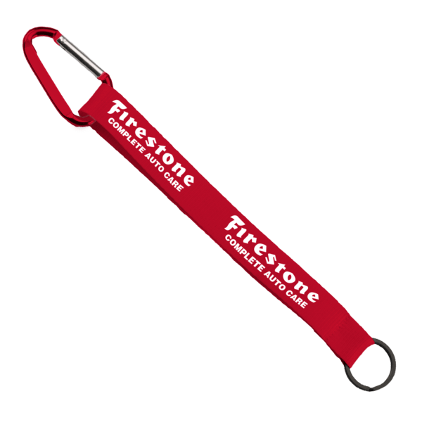 3/4" Sewn Polyester Keychain with Metal Split-Ring and Carabiner 224