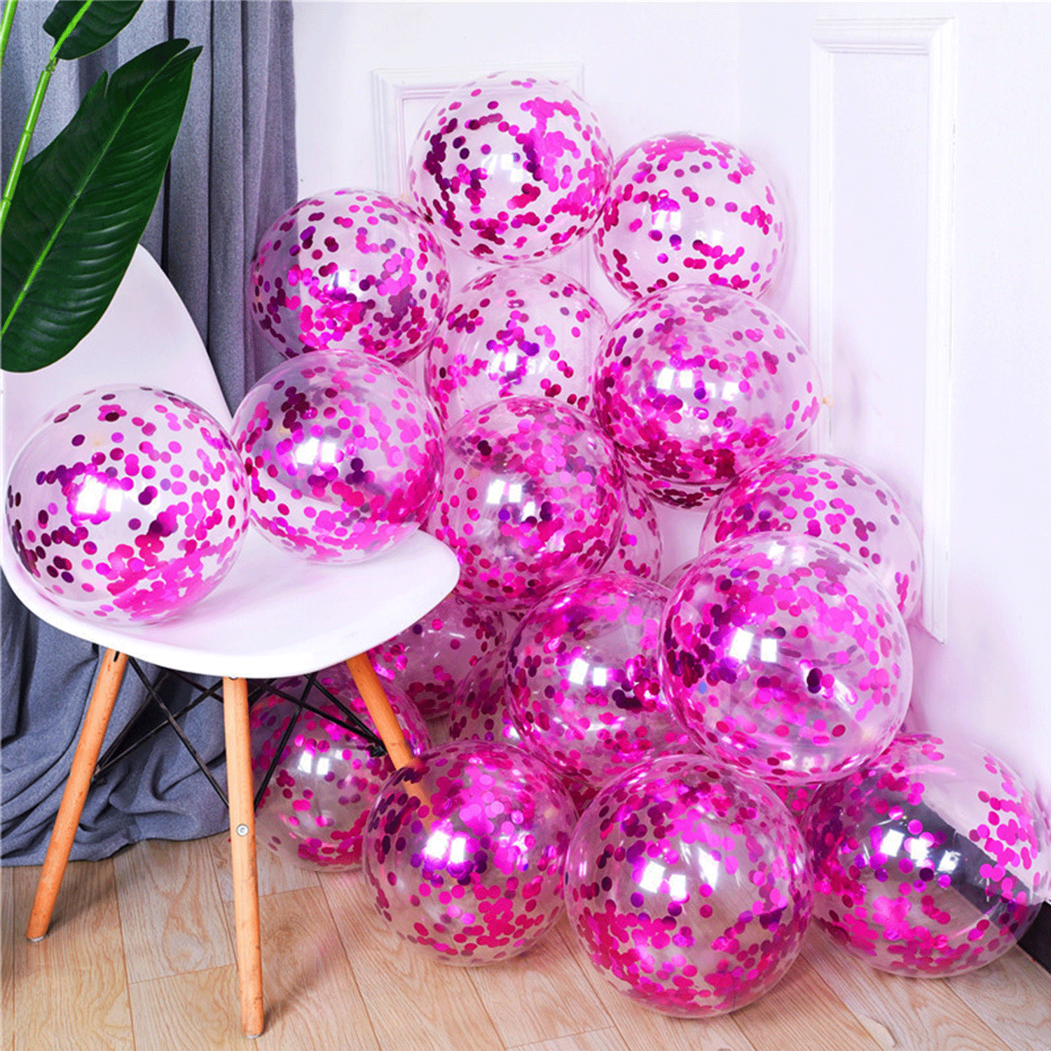 12" Party Decorations Transparent Confetti Latex Balloons 2