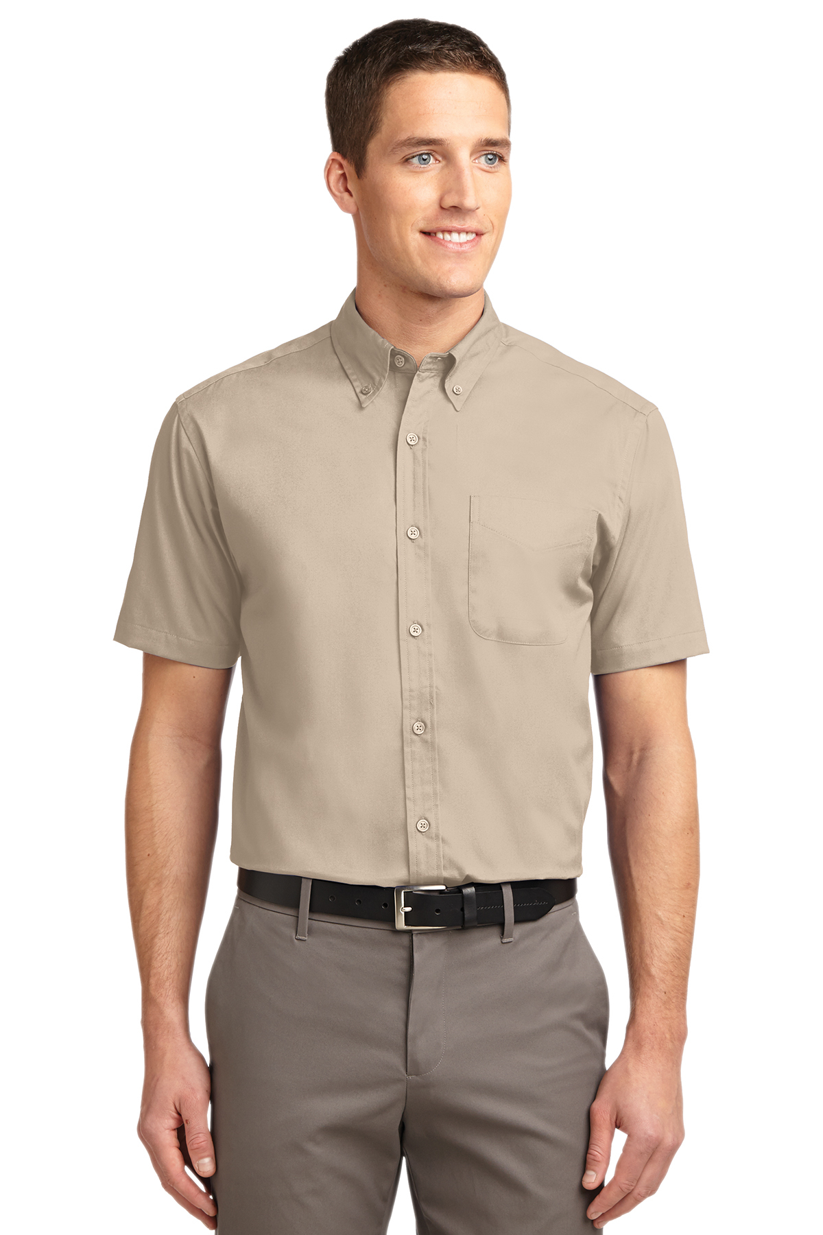 Men's Short Sleeve Oxford Button-Down Easy Care Shirts 26