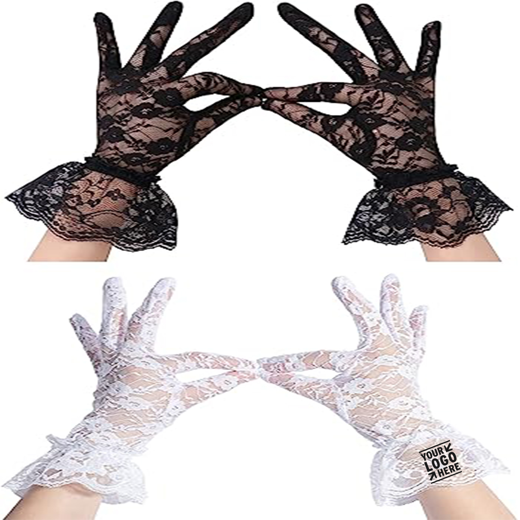 Women's Vintage Sheer Floral Lace Wrist Length Gloves 2