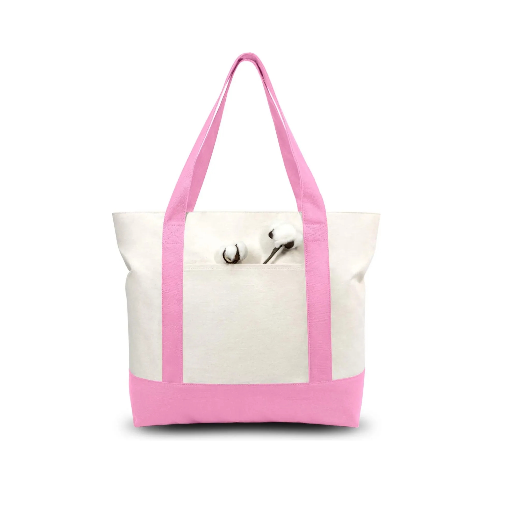 100% Cotton Canvas Tote Bag Top Zipper Closure 9