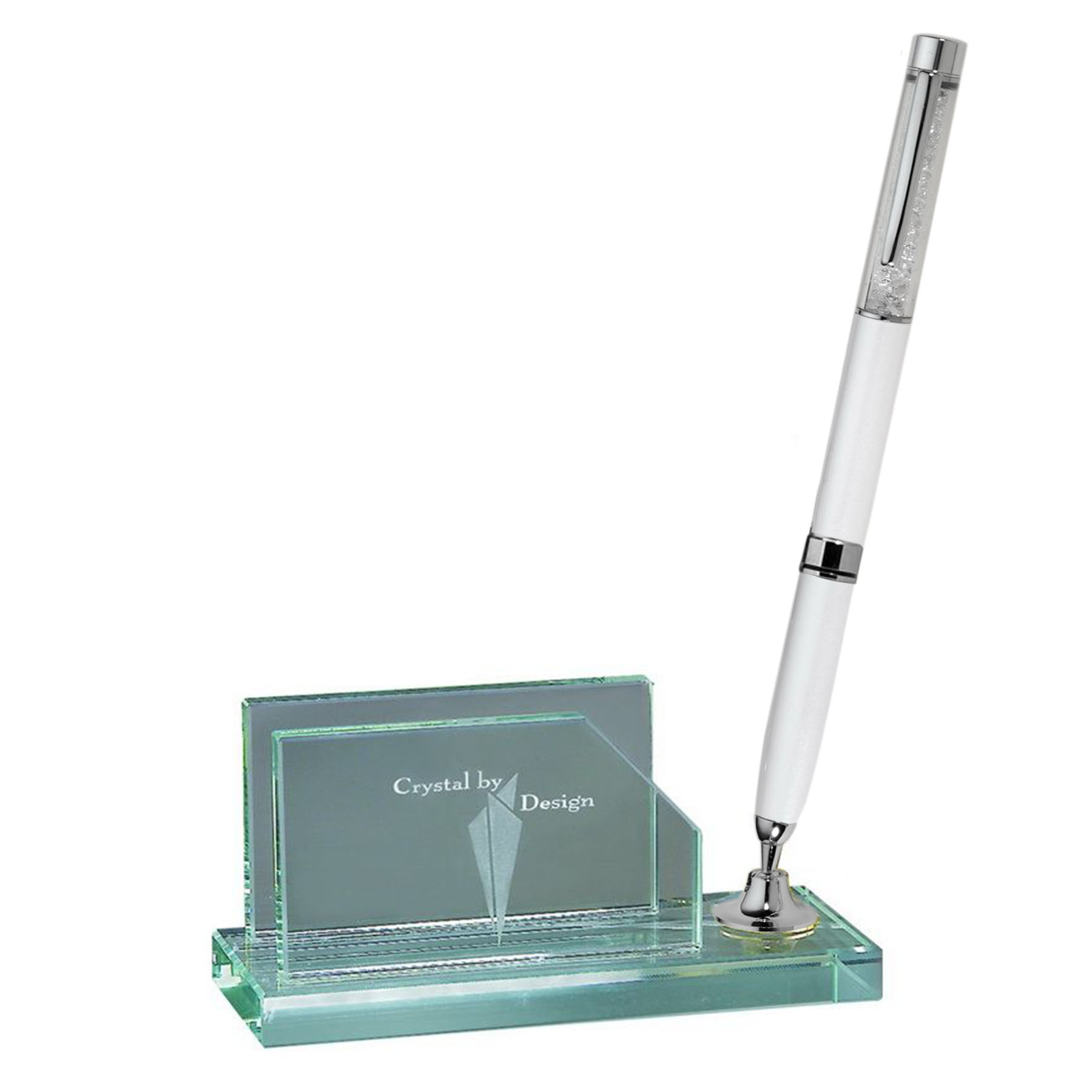 Desktop, Award-Pen Set w/ Business Card Holder -White pen_D720GA 2