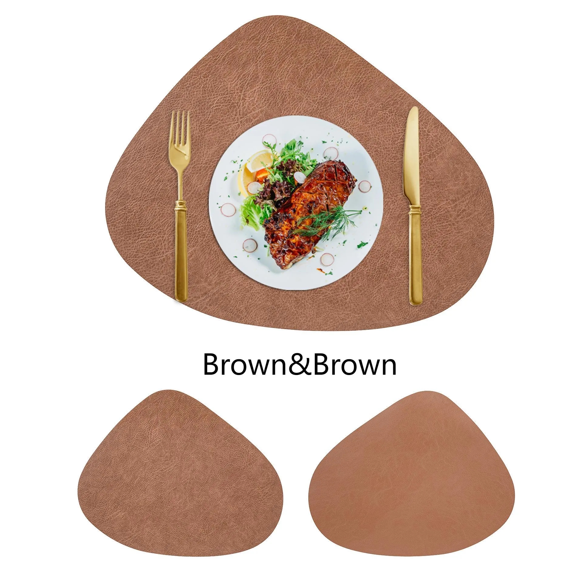 Water Droplet Shaped Leather Coaster Table Tableware Mat 4