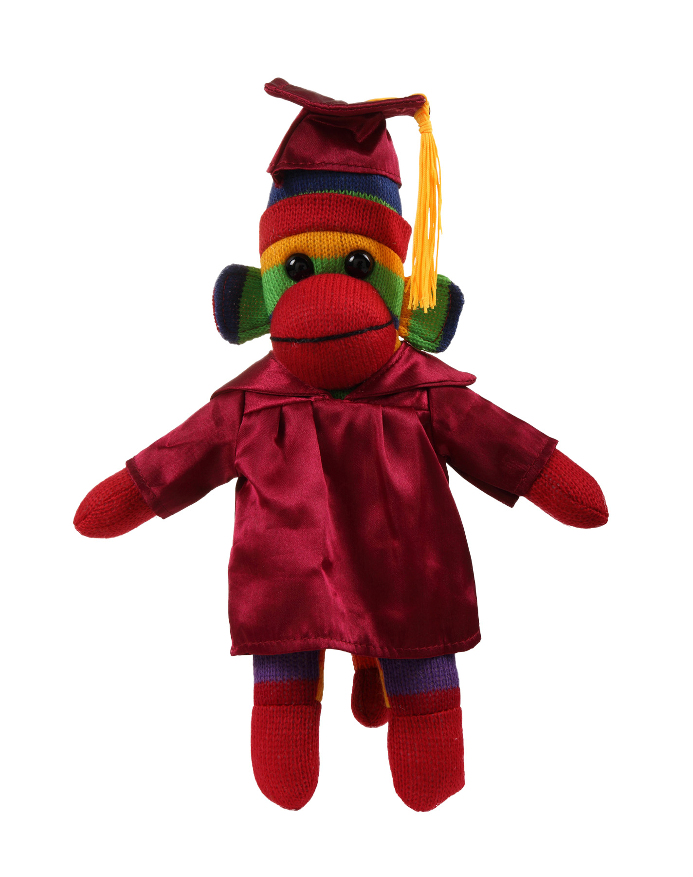 Rainbow Sock Monkey (Plush) in Graduation Cap & Gown 3