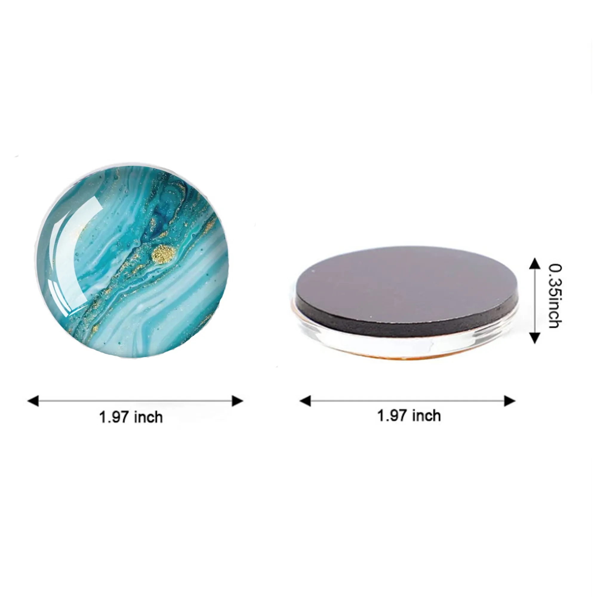 2" Custom Crystal Glass Round Refrigerator Magnets 2