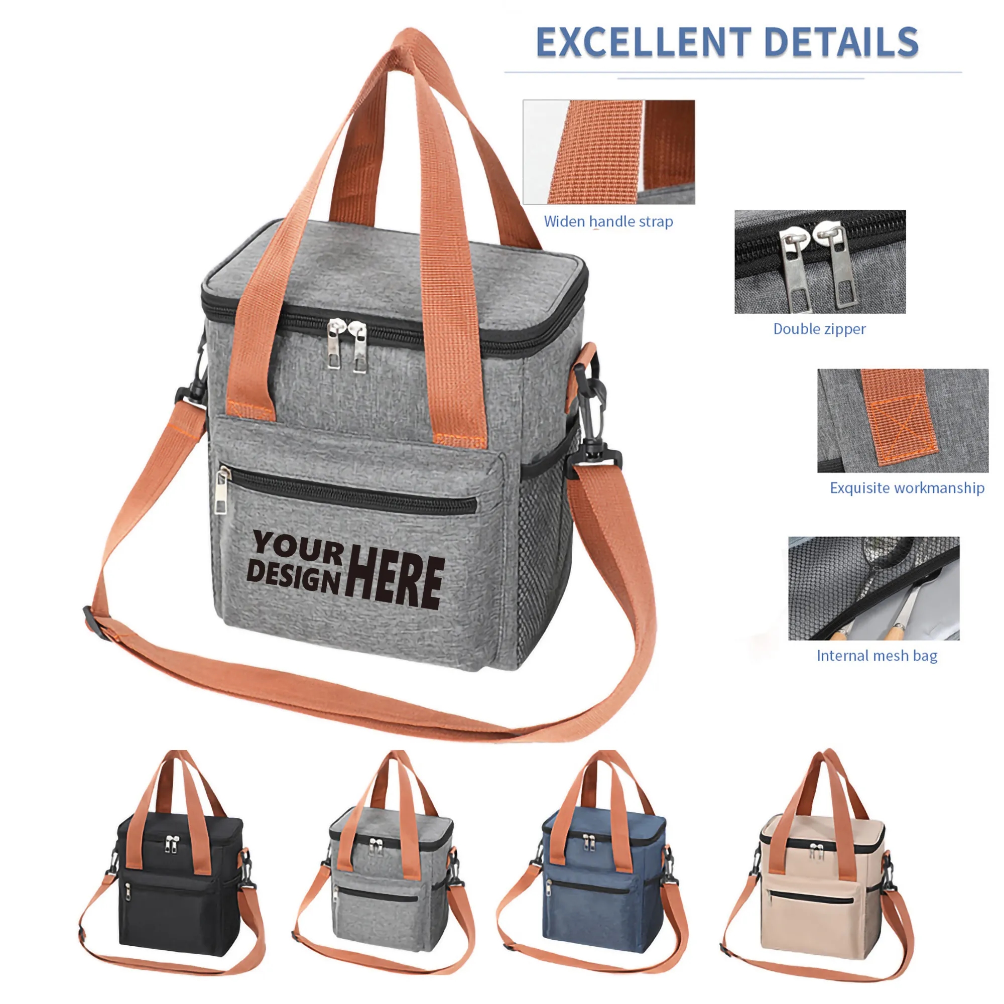 Insulated Portable Big Leakproof Crossbody Lunch Cooler Bag 3