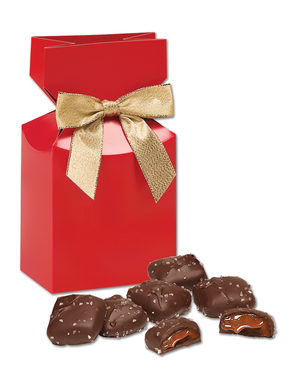 Chocolate Sea Salt Caramels in Red Premium Delights Gift Box 3