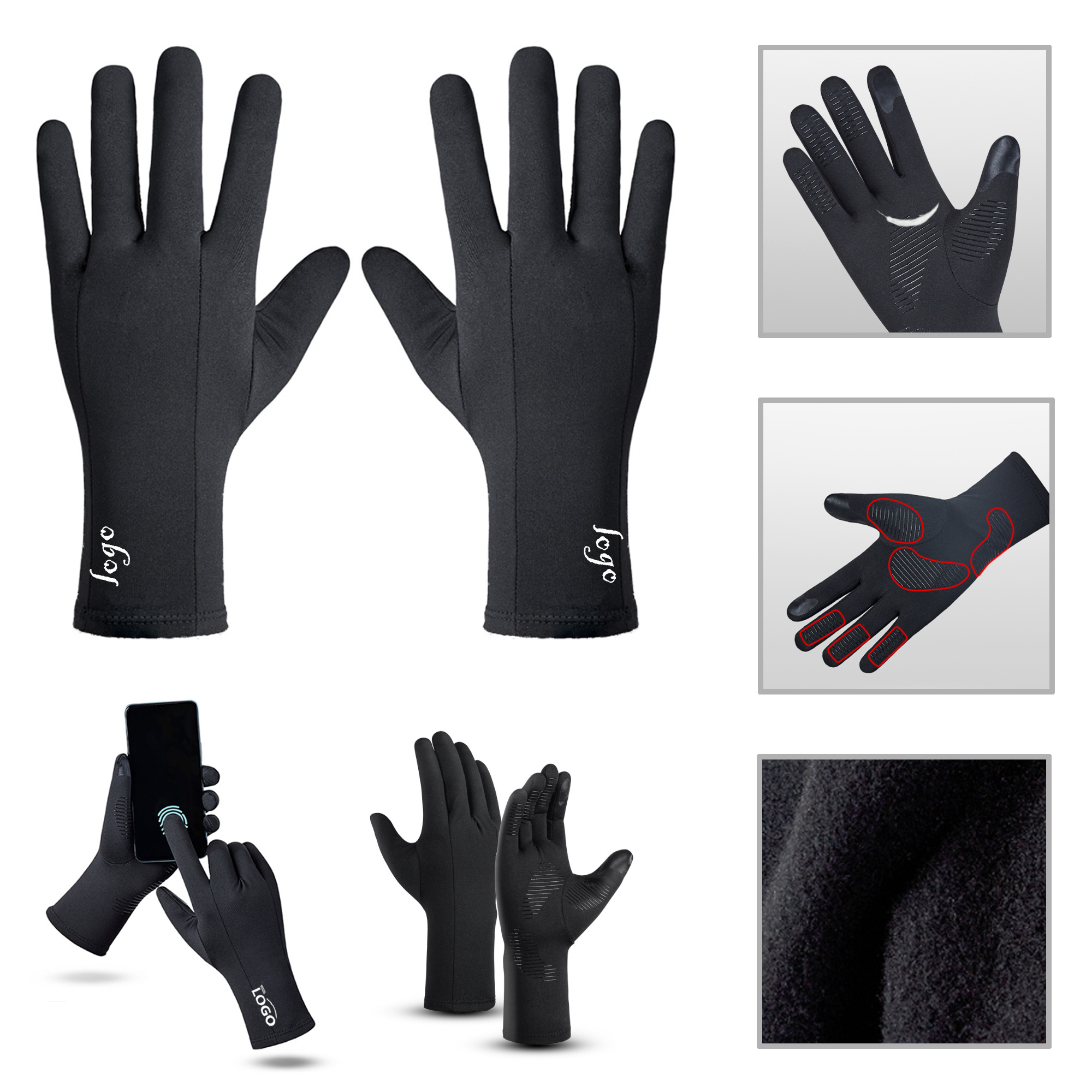 MOQ50 Winter Touchscreen Ski Gloves Warm Liners 3