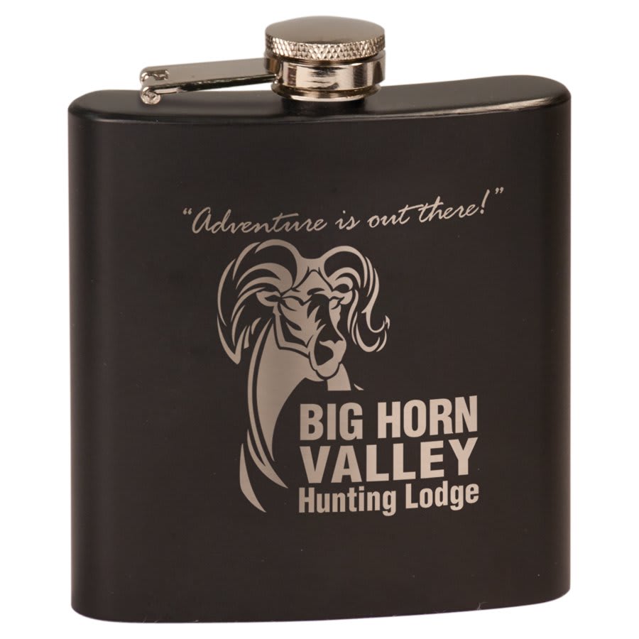 6 oz. Matte Black Stainless Steel Flask 2