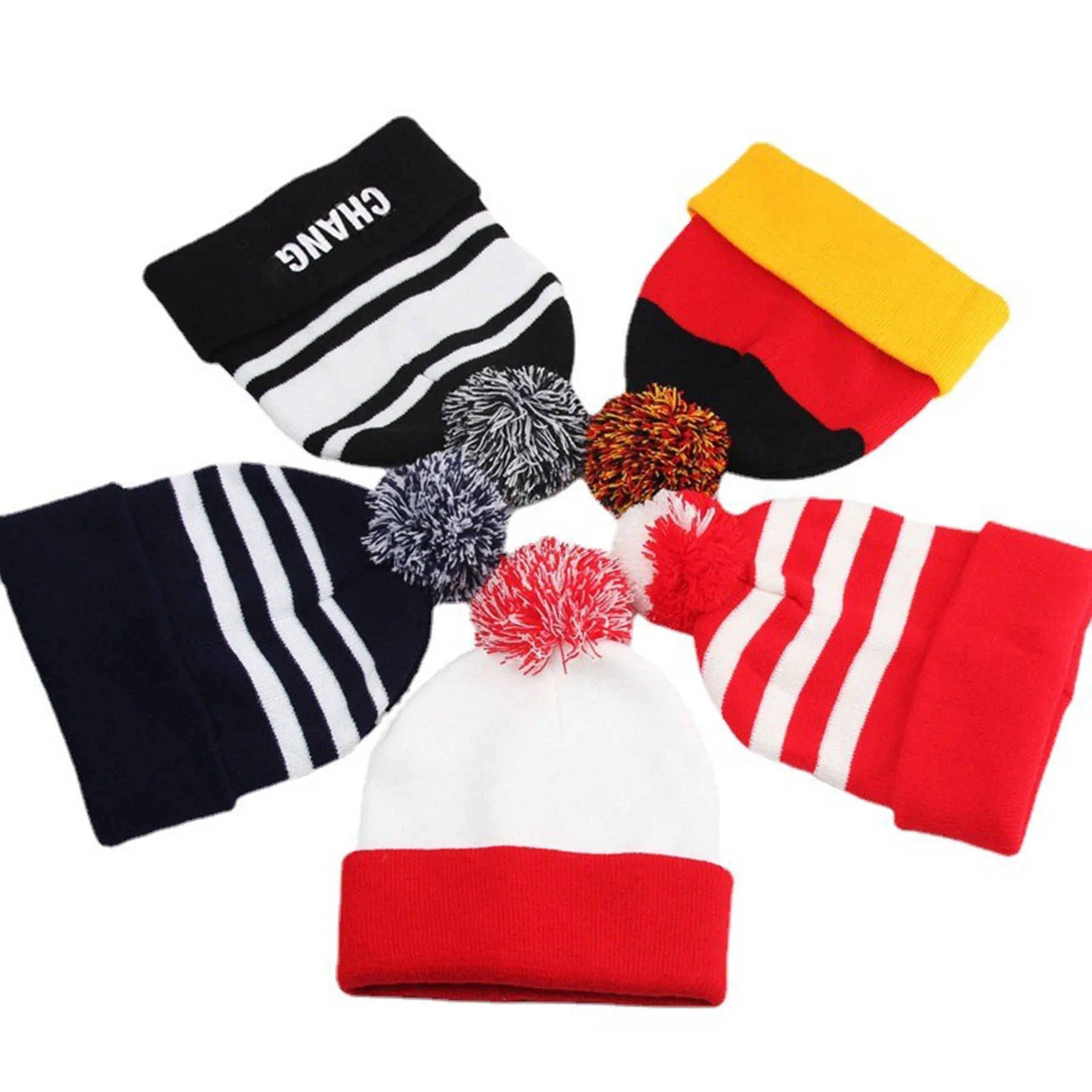 Jacquard Knitted Beanie Hat With Pom 8