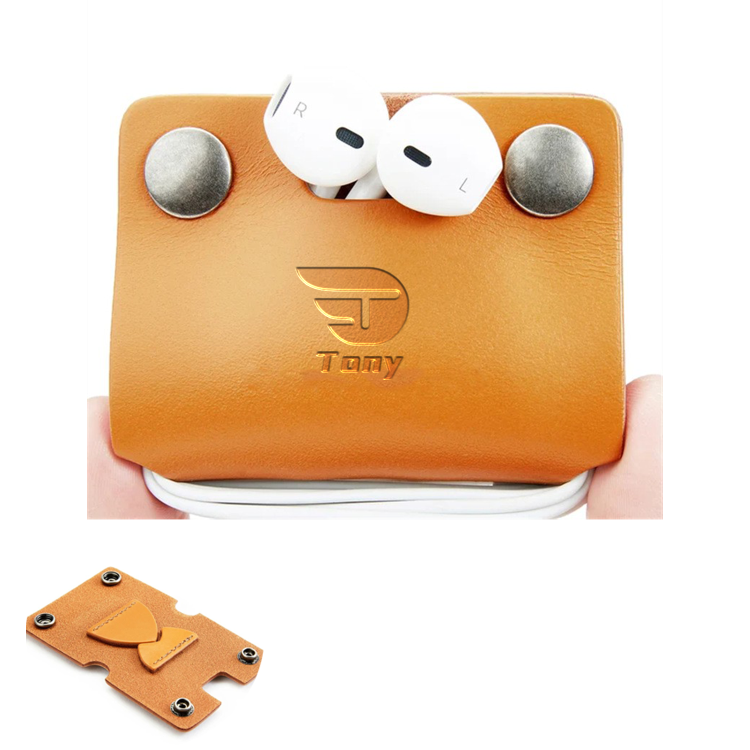 PU Leather Earphone Line Storage Organizer 13