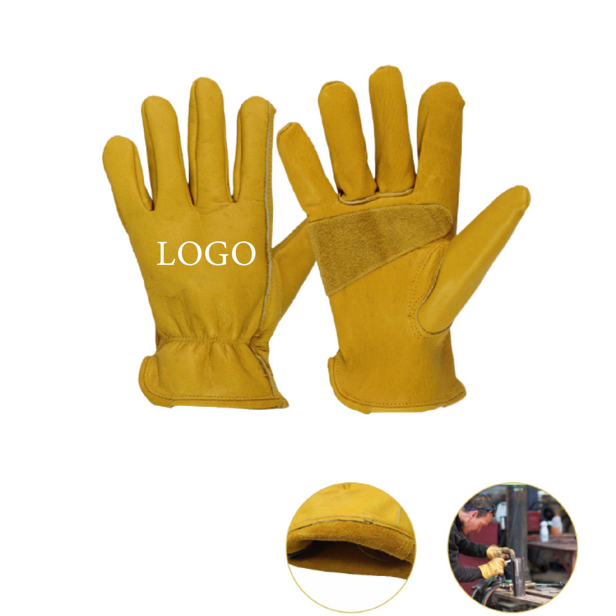 MOQ 10pcs Cowhide Leather Work Gloves 3
