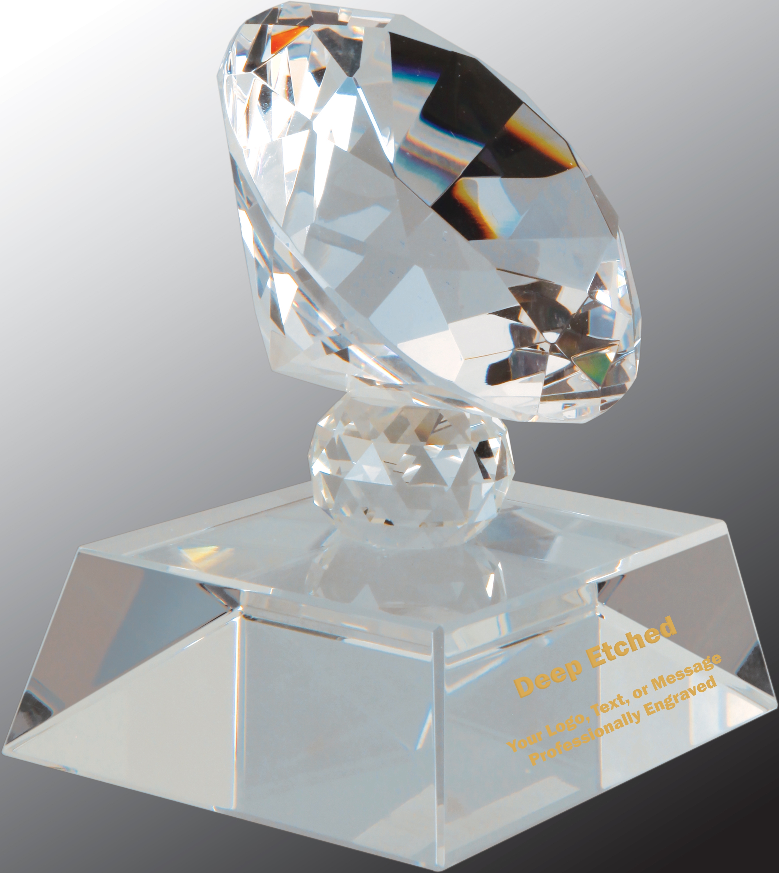 3 1/2" Crystal Diamond Award on Clear Pedestal Base