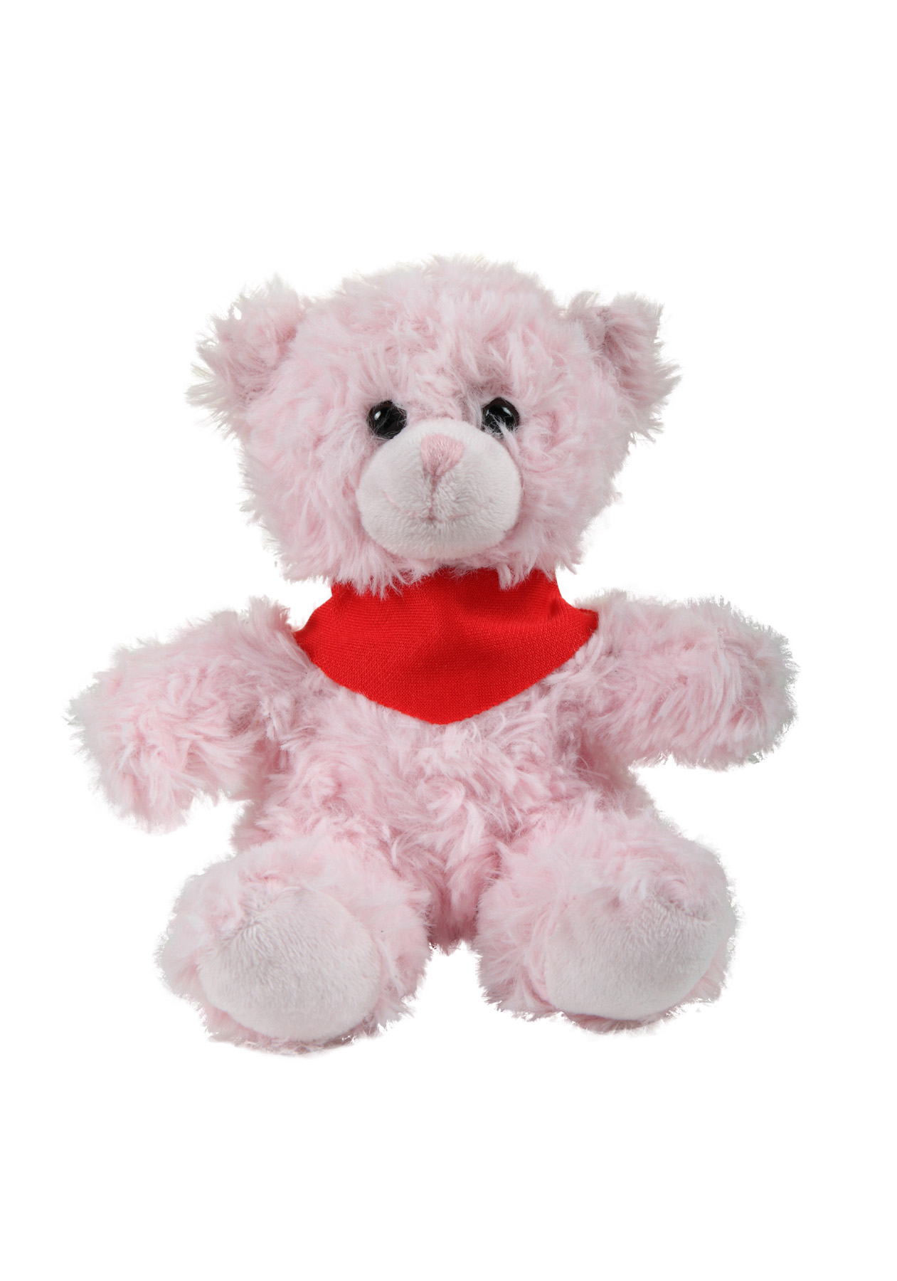 soft plush Pink Curly Sitting Bear with bandana 5
