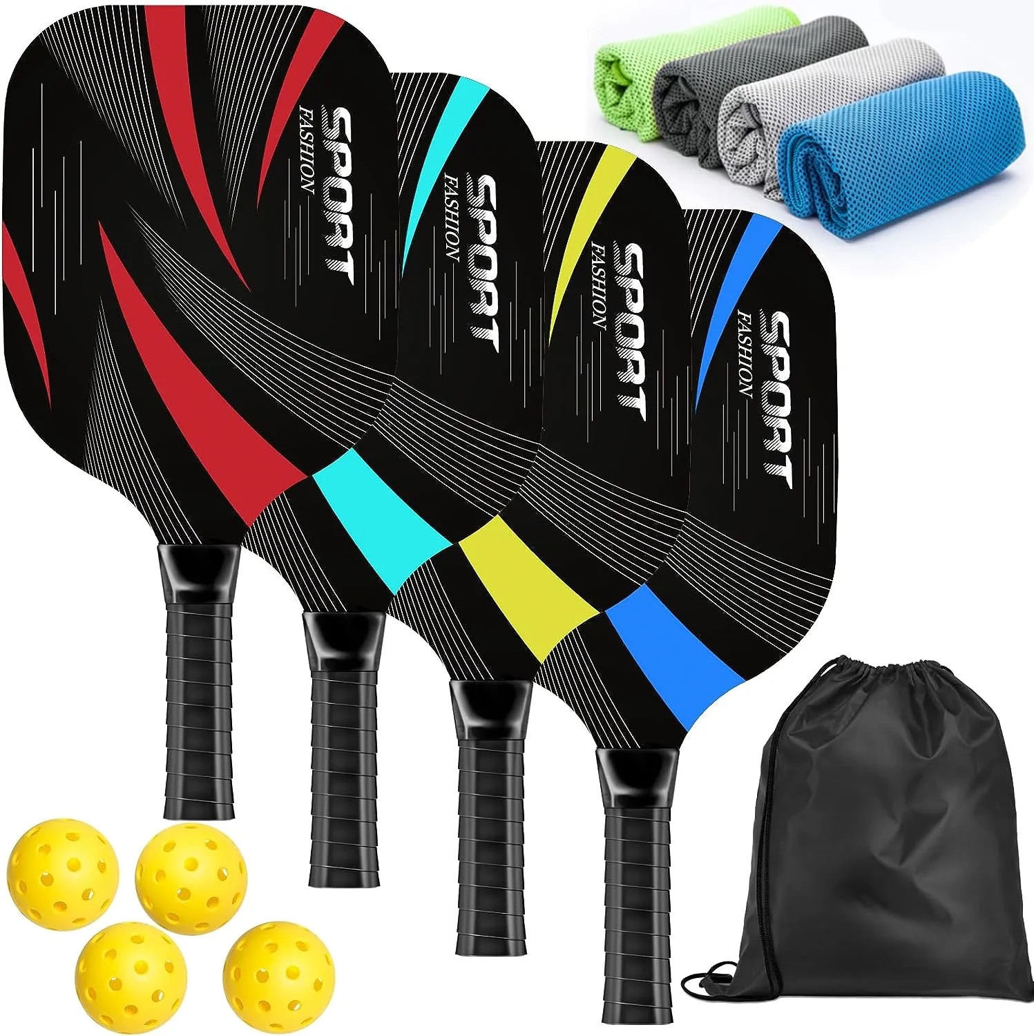 Wood Pickleball Paddles Set of 4 3