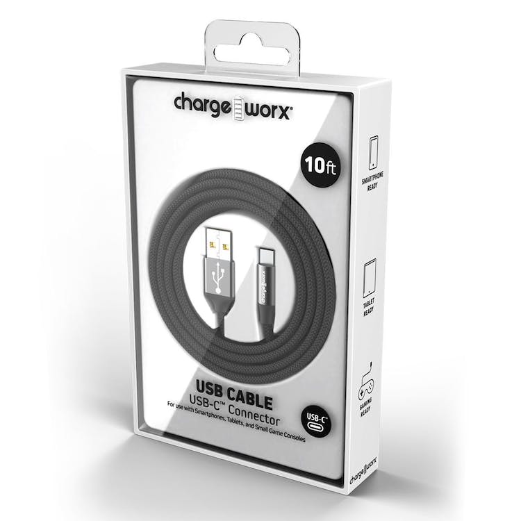 10' Braided USB-C Cables - Pitch Black 1