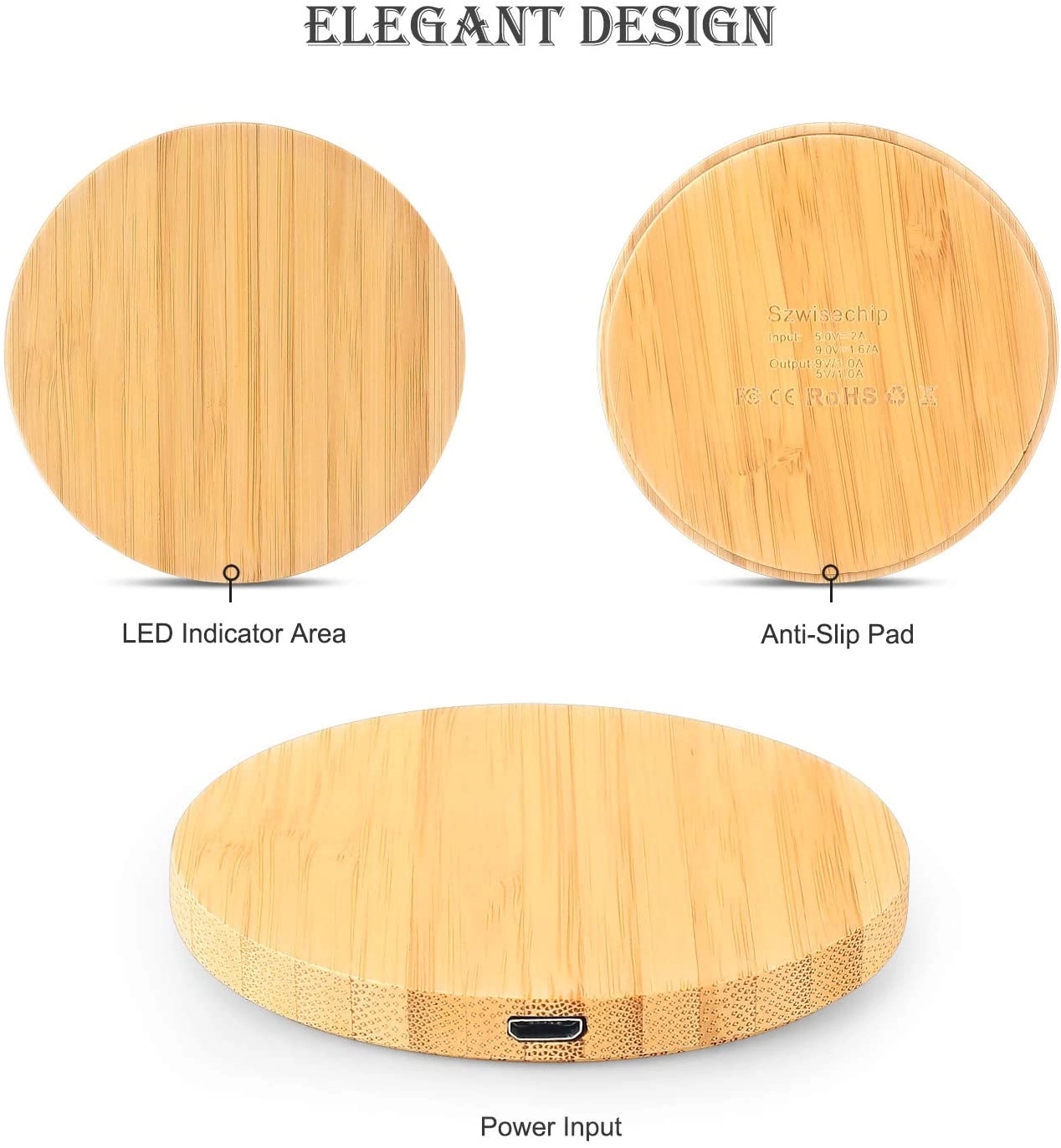 Bamboo Fast Wireless Charger Stand Wood 4