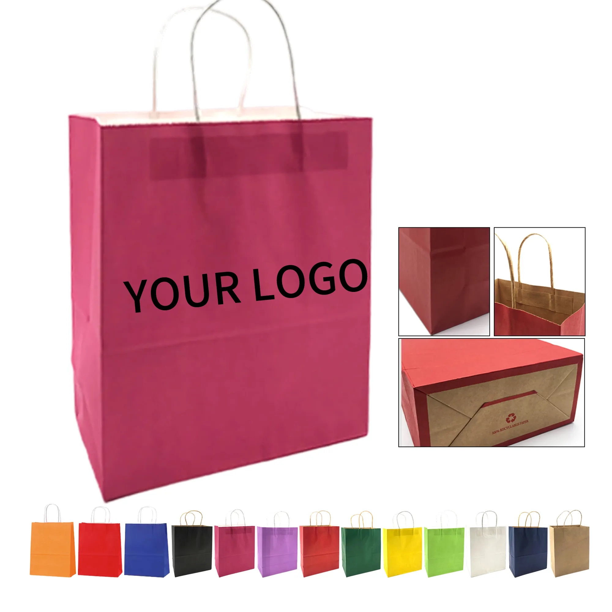 Reusable Kraft Paper Bag 8.27x5.91 Inch with Handles 15
