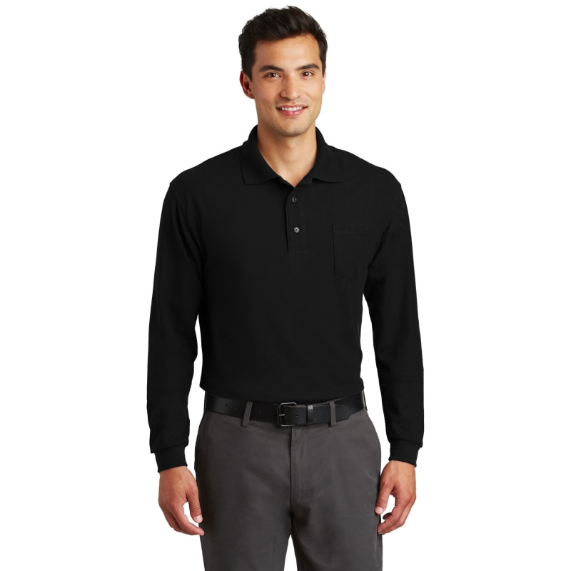 Port Authority Long Sleeve Silk Touch Polo With Pocket. 8