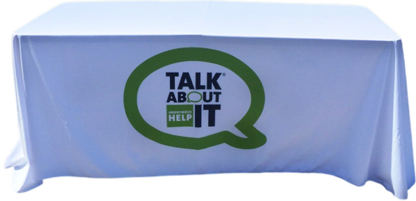 4' White Table Throw w/front Logo 2